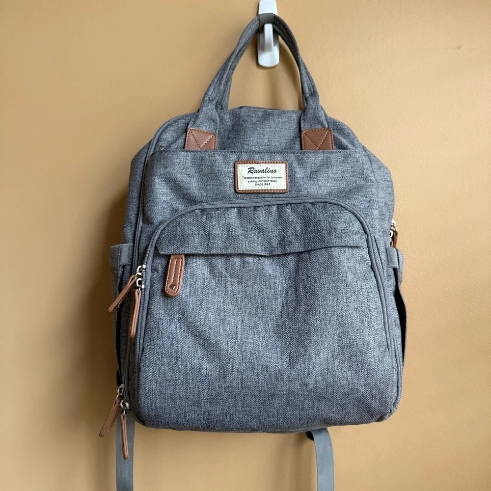Ruvalino Gray Diaper Backpack Bag